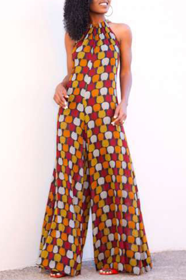 

Lovely Chic Print Yellow One-piece Jumpsuit