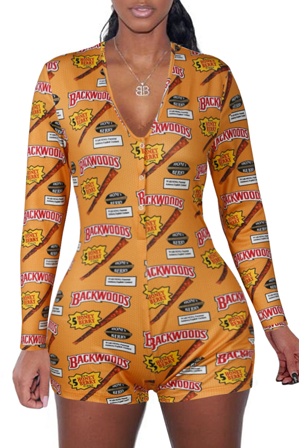 

Lovely Leisure Print Yellow One-piece Romper