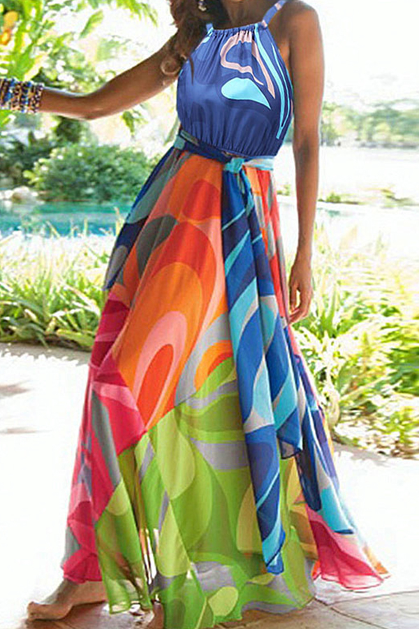 

Lovely Bohemian Print Multicolor Maxi Dress, Multi