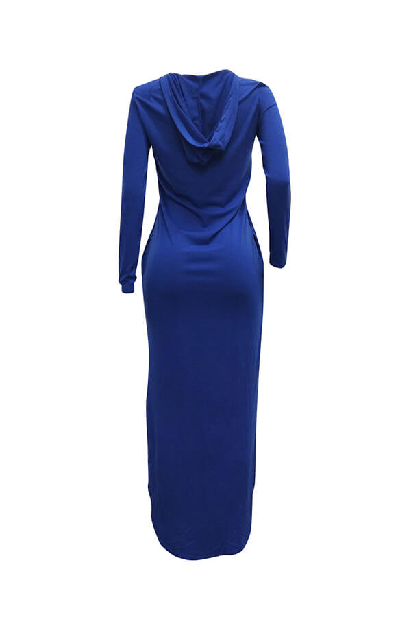 LW Casual  Lip Print Blue Ankle Length Dress