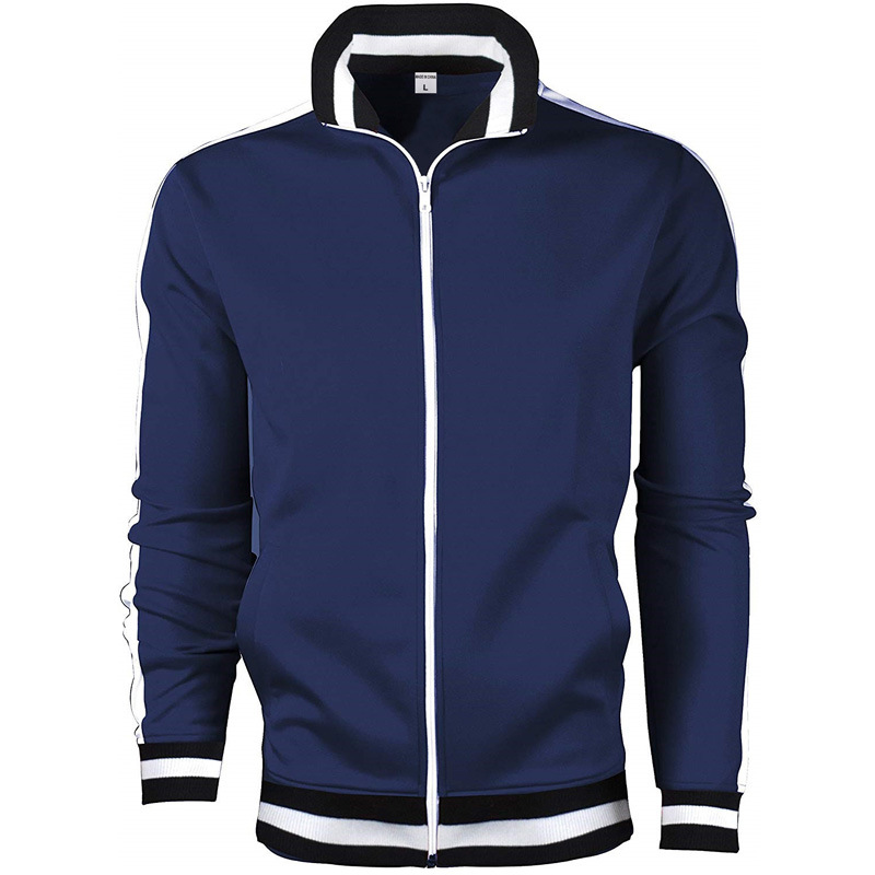 

Lovely Sportswear Mandarin Collar Zipper Design Navy Blue Hoodie