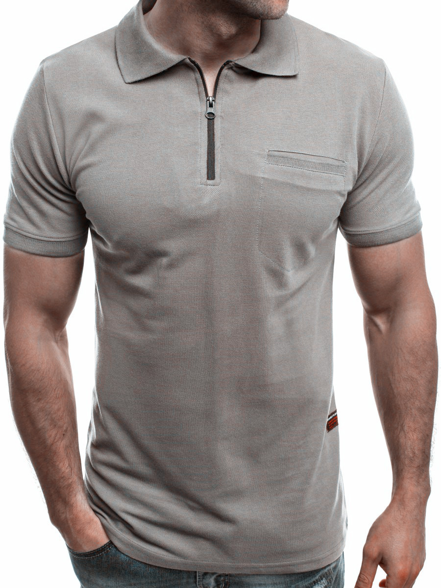 

Lovely Casual Zipper Light Grey T-shirt