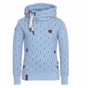 Lovely Casual Print Blue Plus Size Hoodie