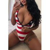 Lovely Independence Day Red One-piece Swimwear