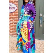 Lovely Casual Print Loose Multicolor Maxi Dress