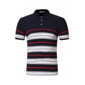 Lovely Casual Striped Navy Blue POLO Shirt