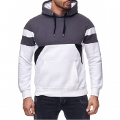 Lovely Casual Hooded Collar Patchwork Grey Hoodie