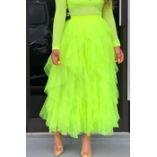 Lovely Trendy Multi-layered Green Skirt