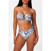 Lovely Snakeskin Print Two-piece Swimwear