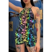 Lovely Bohemian Print Skinny Multicolor One-piece 