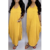 Lovely Casual Loose Yellow Ankle Length Dress