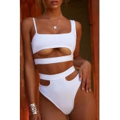 Lovely Hollow-out White Two-piece Swimsuit