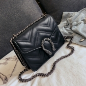 Lovely Trendy Chain Strap Black Crossbody Bag