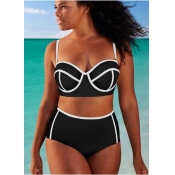Lovely Patchwork White Plus Size Two-piece Swimsui