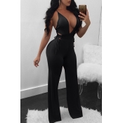 Lovely Chic Hollow-out Black One-piece Jumpsuit