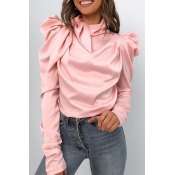 Lovely Sweet Fold Design Pink  Blouse