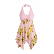 Lovely Print Pink Plus Size Two-piece Swimsuit