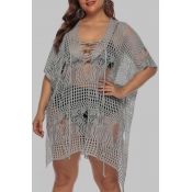 Lovely Chic Hollow-out Plus Size Beach Dress
