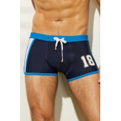 Lovely Patchwork Deep Blue Man Swimming Shorts