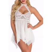 Lovely Chic Hollow-out White Babydolls