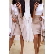 Lovely Work Patchwork Khaki Two-piece Skirt Set