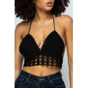 Lovely Bohemian Hollow-out Black Camisole