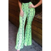Lovely Casual Print Loose Green Pants