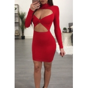 Lovely Trendy Hollow-out Red Mini Dress