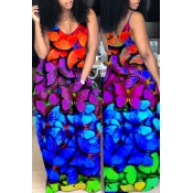 Lovely Leisure Print Loose Multicolor Maxi Dress
