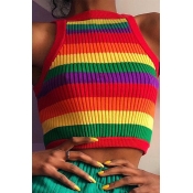 Lovely Casual Striped Multicolor Tank Top