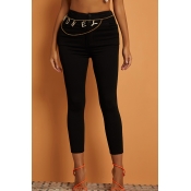 Lovely Casual Basic Black Jeans