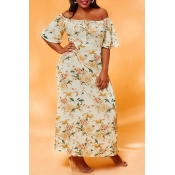 Lovely Chic Floral Print White Ankle Length Plus S