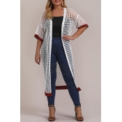 Lovely Casual Hollow-out White Plus Size Coat