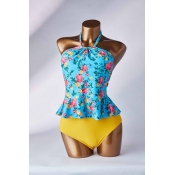 Lovely Print Blue Two-piece Swimsuit