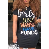 LW Funds Letter Print Bodycon Dress