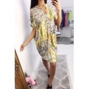 Lovely Leisure Print Loose Yellow  Mini Dress
