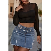 Lovely Leisure Crop Top Black Blouse