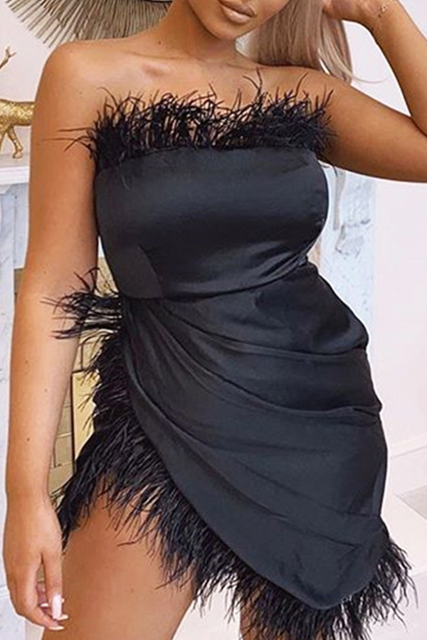 

Lovely Party Patchwork Black Prom Dress