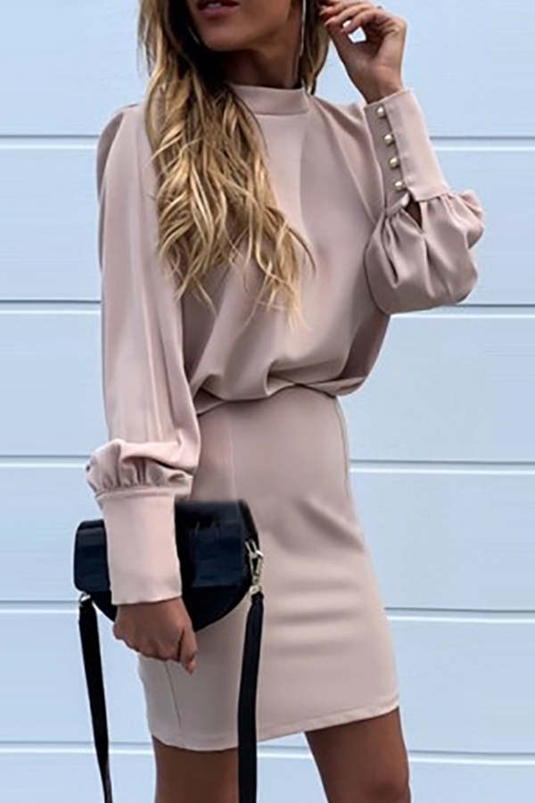 

Lovely Work Backless Beige Mini Dress