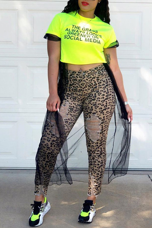 

Lovely Chic Patchwork Green T-shirt