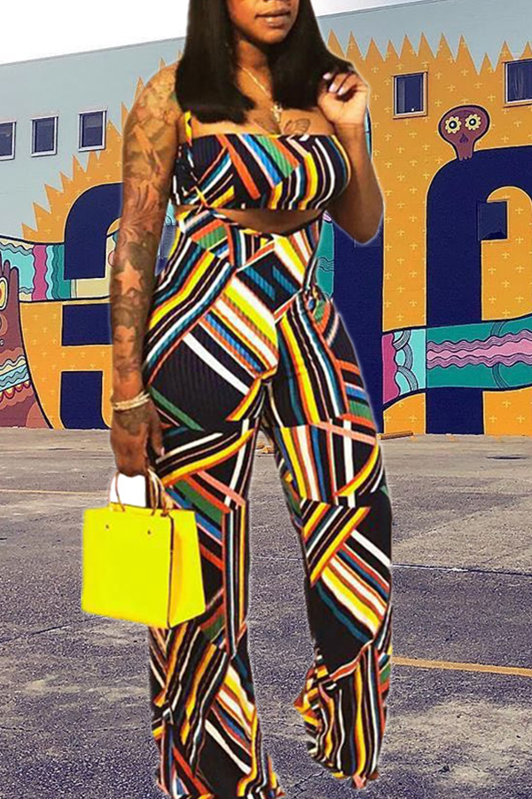 

Lovely Chic Print Multicolor Two-piece Pants Set, Multi