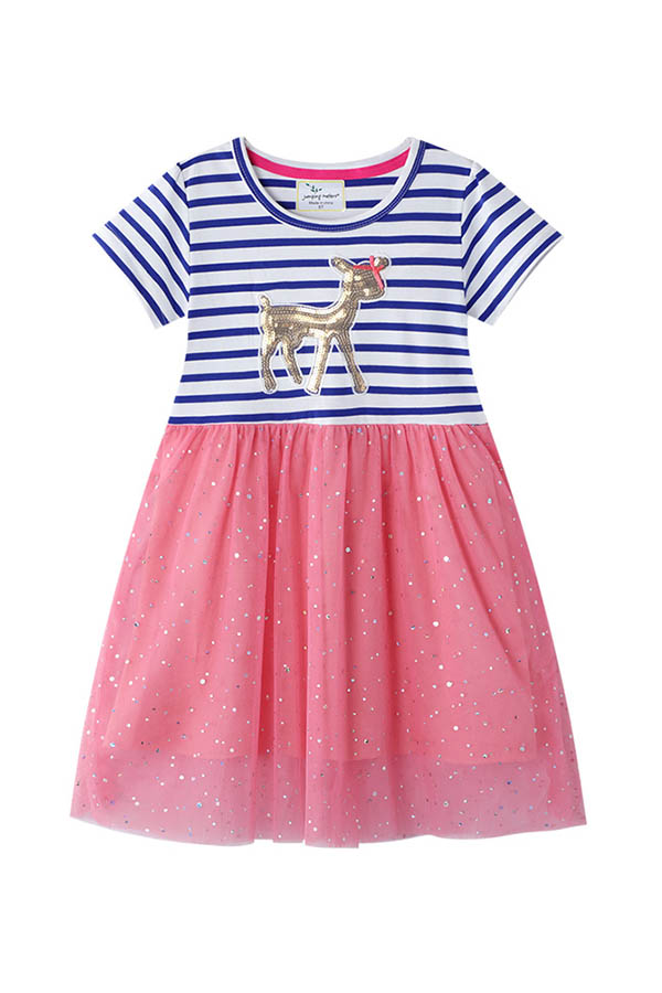 

Lovely Chic Patchwork Pink Girl Mini Dress
