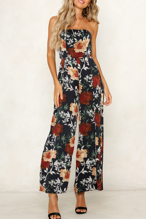 

Lovely Bohemian Print Black One-piece Jumpsuit