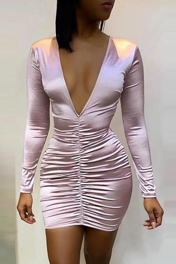 

Lovely Sweet Fold Design Pink Mini Dress