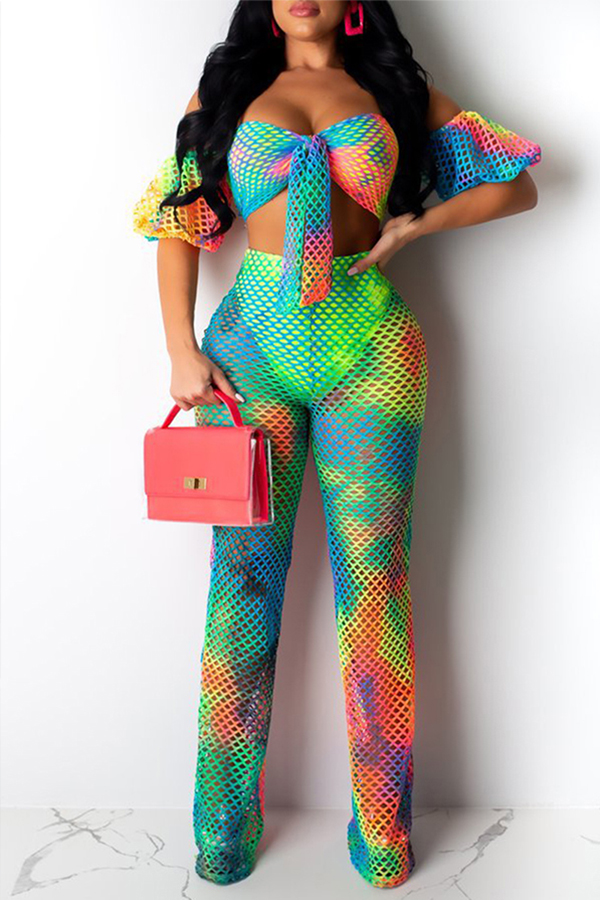 

Lovely Casual Hollow-out Green Two-piece Pants Set