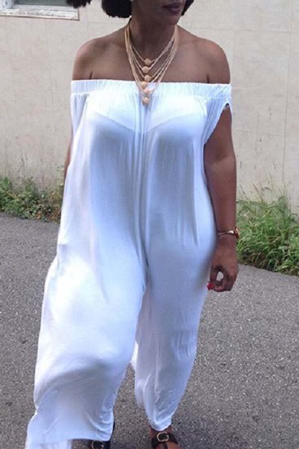 

Lovely Chic Loose White One-piece Jumpsuit