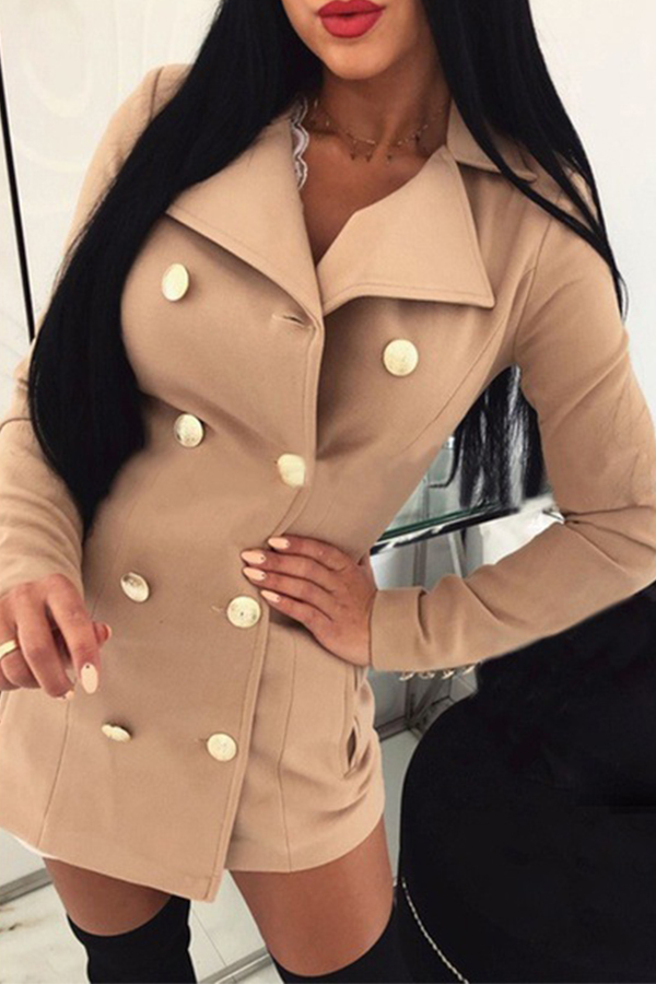 

Lovely Luxury Buttons Design Khaki Trench Coat