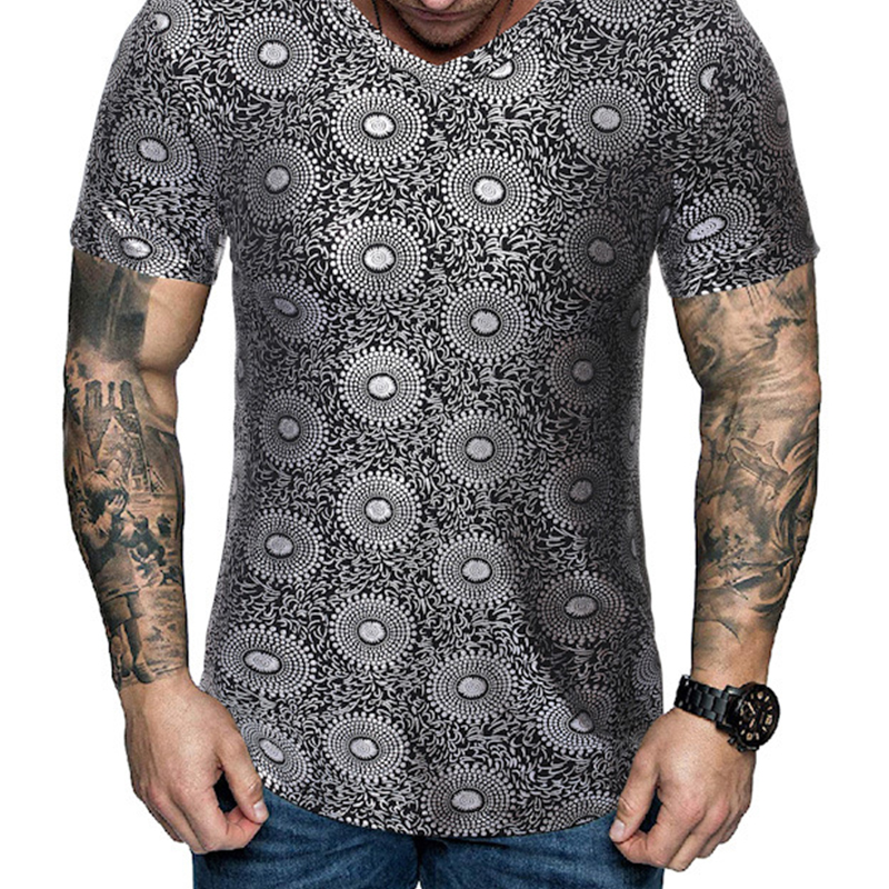 

Lovely Casual V Neck Print Silver T-shirt