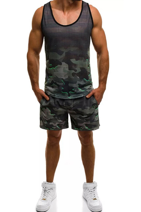 

Lovely Casual Camo Print Two-piece Shorts Set