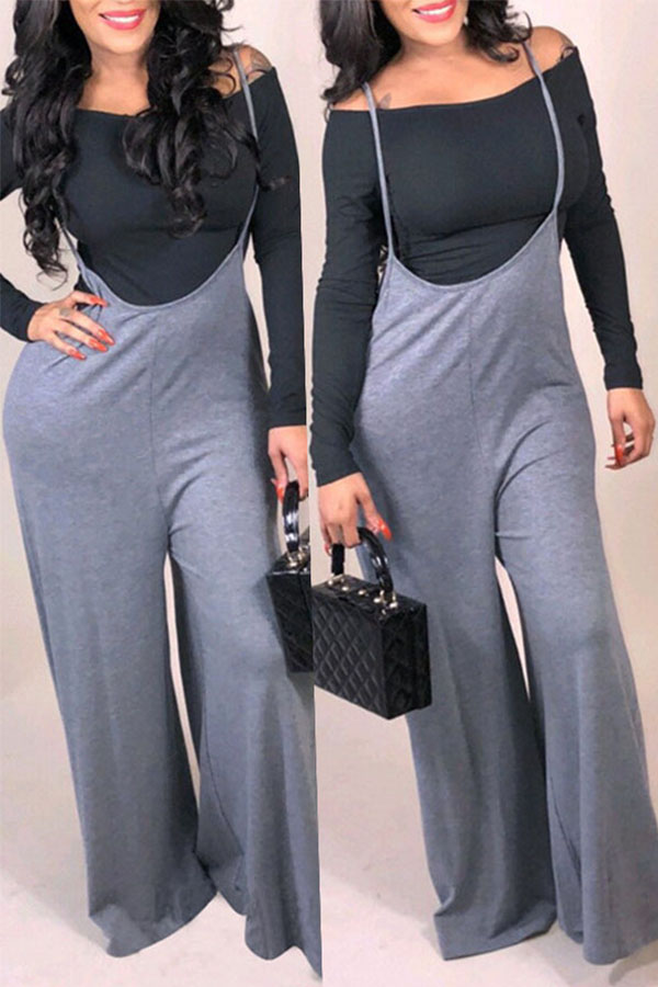 

Lovely Casual Loose Grey Two-piece Pants Set